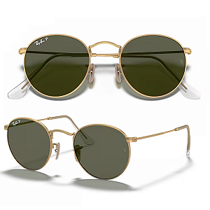 Óculos De Sol Ray Ban Round Flat Lenses RB3447N Tamanho 53