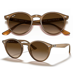 Óculos De Sol Ray Ban Redondo Marrom Claro RB2180 Tamanho 49