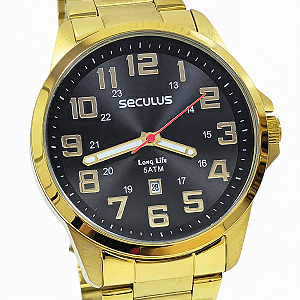 Relógio Seculus Masculino Analógico Dourado Long Life 20807GPSVDA2