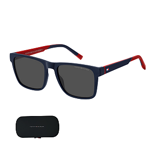 Óculos De Sol Tommy Hilfiger Azul C/ Vermelho TH 2144/S Tamanho 55