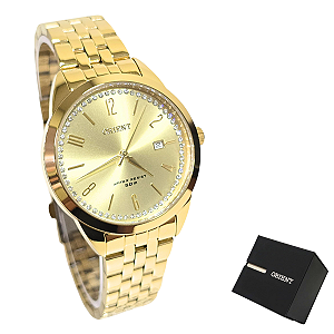 Relógio Orient Feminino Analógico Dourado Cristais FGSS1238 C2KX
