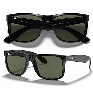Óculos De Sol Ray Ban Justin Classic Preto Fosco RB4165L Tamanho 55