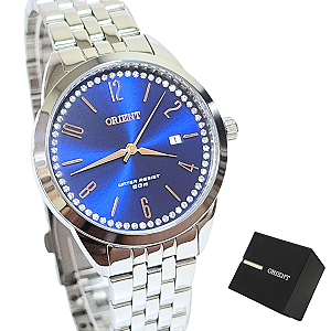 Relógio Orient Feminino Analógico Prateado Cristais FBSS1193 D2SX