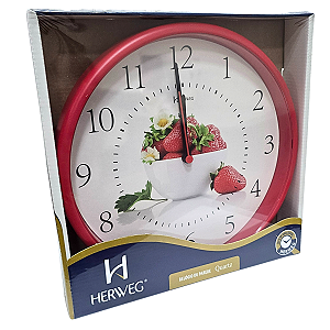 Relógio de Parede Herweg Quartz Vermelho Pantone Morangos 6693 - 269