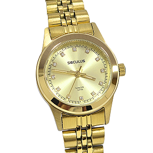 Relógio Seculus Feminino Analógico Dourado Mini Cristais 44052LPSVDA1