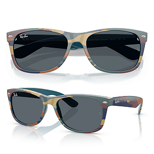 Óculos De Sol Ray Ban New Wayfarer Classic Blue Camu RB2132 Tamanho 55