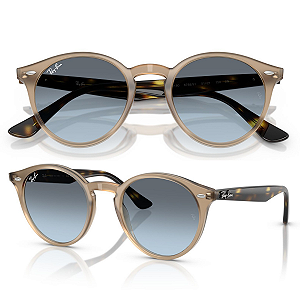 Óculos De Sol Ray Ban Redondo Polido Havana RB2180 Tamanho 51