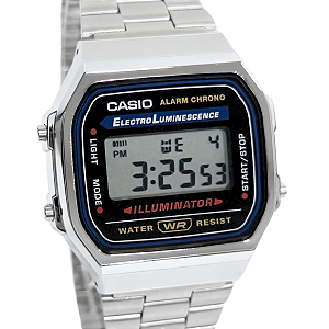 Relógio Casio Digital Vintage Unissex Prateado A168WA-1WDF