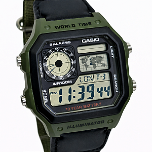 Relógio Casio Digital Masculino World Time AE-1200WHB-3BVDF