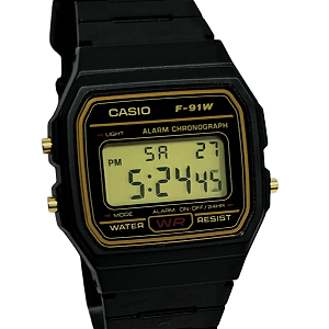 Relógio Casio Digital Unissex Clássico Preto F-91WG-9QDF