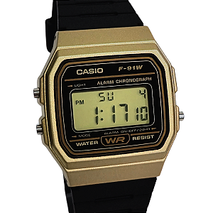 Relógio Casio Digital Unissex Clássico Dourado F-91WM-9ADF