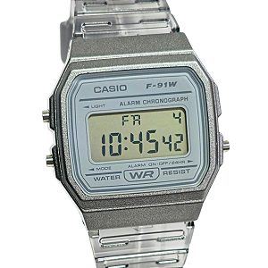 Relógio Casio Digital Unissex Transparente Fumê F-91WS-8DF