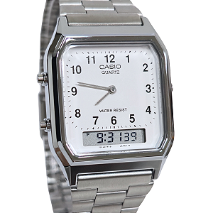 Relógio Casio Anadigi Social Unissex Prateado AQ-230A-7BMQ