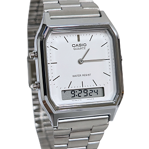 Relógio Casio Anadigi Social Unissex Prateado AQ-230A-7DMQ