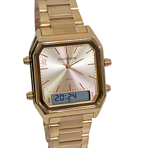 Relógio Mondaine Analógico e Digital Quadrado Rosé 32216LPMVRE2