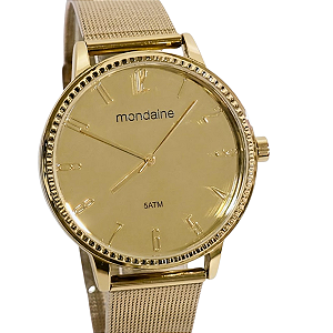 Relógio Mondaine Analógico Feminino Espelhado Dourado 32283LPMVDE1