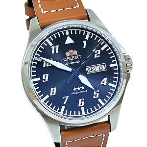 Relógio Orient Masculino Automático Três Estrelas Couro YN6SC010 P2MX