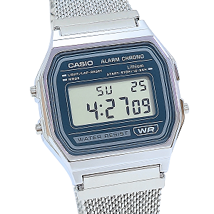Relógio Casio Unissex Vintage Prateado A158WEM-3DF