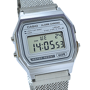 Relógio Casio Unissex Digital Vintage Prateado A158WEM-7DF