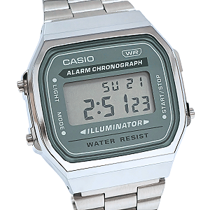 Relógio Casio Unissex Digital Vintage Prateado A168WA-3AYDF