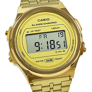Relógio Casio Digital Unissex Vintage Dourado A171WEG-9ADF