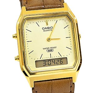 Relógio Casio Unissex AnaDigi Vintage Clássico AQ-230EGL-9ADF