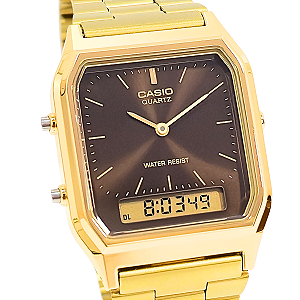 Relógio Casio Unissex AnaDigi Vintage Dourado AQ-230GA-5AMQYDF
