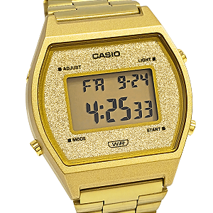 Relógio Casio Feminino Digital Vintage Glitter Dourado B640WGG-9DF