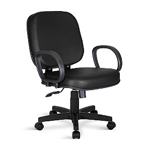 Cadeira Escritório Obeso Plus Size Giratória Relax Couro Eco Preto