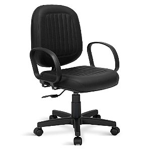 Cadeira Diretor Costura H Universal C/braços Preta