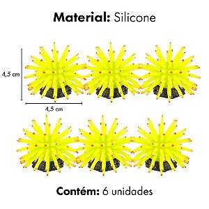 ENFEITE DE SILICONE SOMA ANEMONA AMARELA  4,5CM (6 UN)