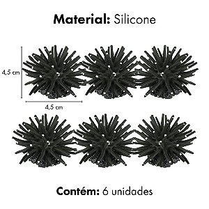 ENFEITE DE SILICONE SOMA ANEMONA SHORT PRETA  4,5 CM (6 UN)