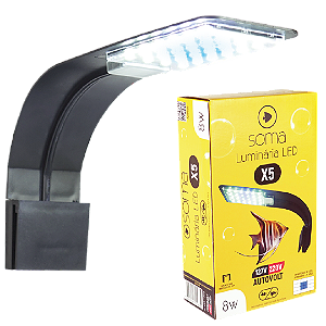 LUMINARIA LED SOMA X 5 PRETA (8W) LED BRANCO/AZUL AUTOVOLT