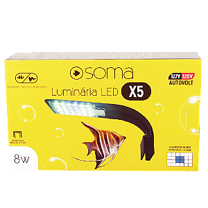 LUMINARIA LED SOMA X12 PRETA (12W) LED BRANCO/AZUL AUTOVOLT