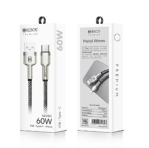 Cabo Metal Waves USB x Type C Premium Preto