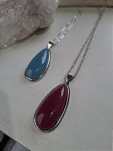 Colar Ágata Rosa ou Azul