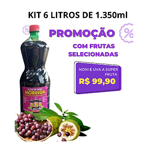 KIT 6 UNIDADES SUCO DE NONI COM UVA ORGÂNICO E NATURAL