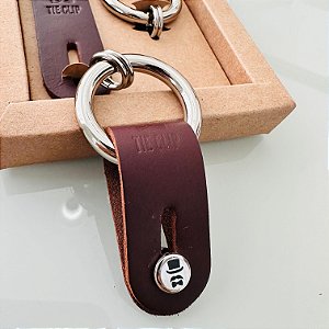 Tie Clip 100% Couro - Função MULTI,  3 em 1 Marrom Café