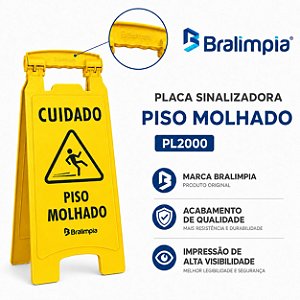 Placa Bralimpia Para Sinalização De Piso Molhado Pl2000