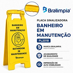 Placa Bralimpia Sinalização Banheiro Em Manutencao (port/ing
