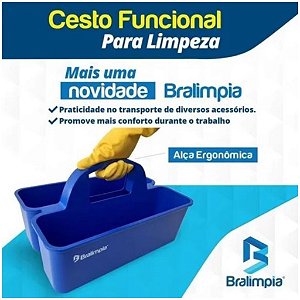 Cesto Organizador De Produto De Limpeza Bralimpia Azul