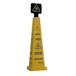 CONE BRALIMPIA E PLACA SINALIZADOR PISO MOLHADO (PORT/ING)