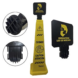 CONE BRALIMPIA CUIDADO USO OBRIGATORIO DE MASCARA SINALIZA