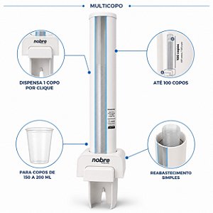 Dispenser Multicopos Poupador De Copo Descartável  150 e 200 ML NOBRE