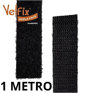 ABRAÇADEIRA FECHO DE CONTATO DUPLA FACE  PRETO  16MM 1 METRO