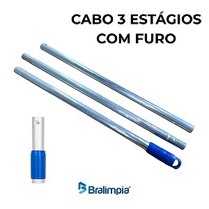 Cabo BRALIMPIA em Alumínio 1.40 mts de 3 Estágios com FURO