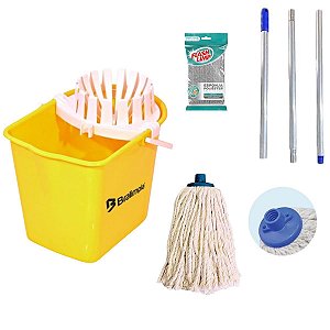 Conjunto Mopinho Bralimpia AMARELO  Limpeza De Pisos 12l esp