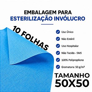 10 Embalagem Sms 50x50 50 Gramas Involucro P/Esterilização