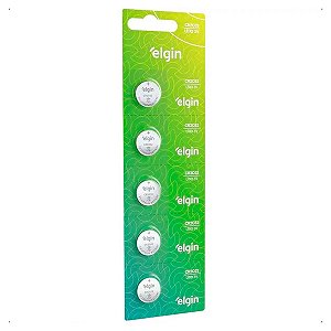 5 BATERIA LITIO CR2032 ELGIN BOTAO 3V CARTELA COM 5 UN.
