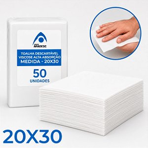 50 Toalha Descartável ARADESC 20x30Cm Alta Absorção Viscose